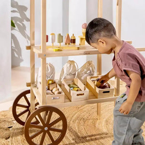 Coco Village Spielmarktstand aus Holzplatte | Einkaufswagen | Beluga Kids