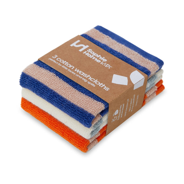 Pack of 3 terry cloth washcloths cobalt
