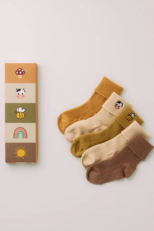 5-pack of baby socks Animal Detail boxed