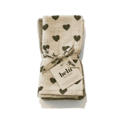 Pack of 3 Green Heart muslin cloths