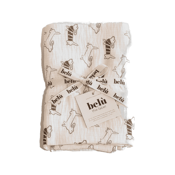 Musselin Swaddle Sausage Dog von belù - the label mit Dackel-Print
