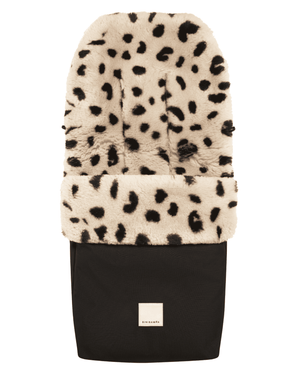 BINIBAMBA Puffmuff Schaffell-Fusssack im Leopardenprint, aussen Noir