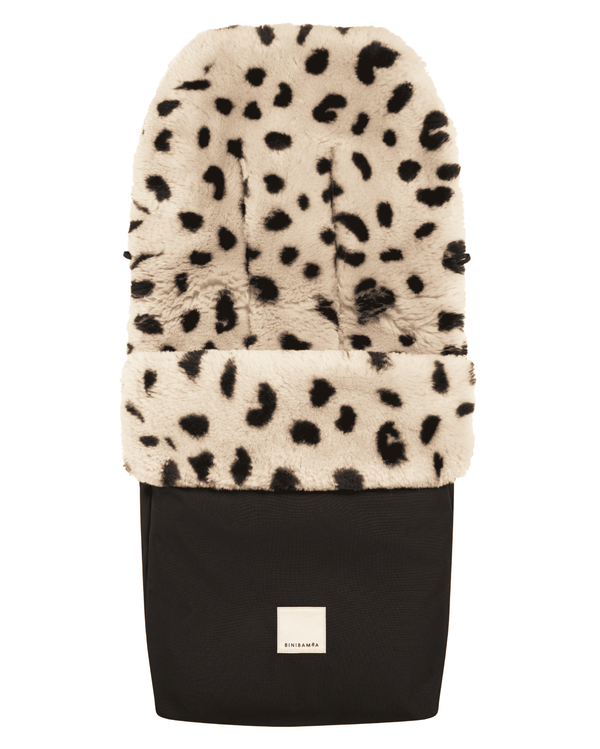 BINIBAMBA Puffmuff Schaffell-Fusssack im Leopardenprint, aussen Noir