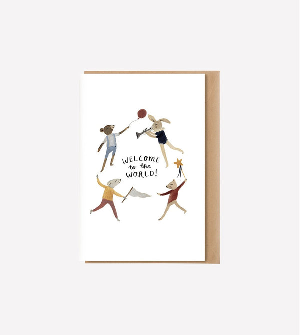 Birth announcement card "welcome to the world"