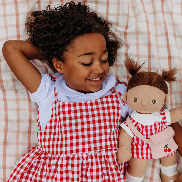 Dinkum Doll Dress Set Cherry Gingham