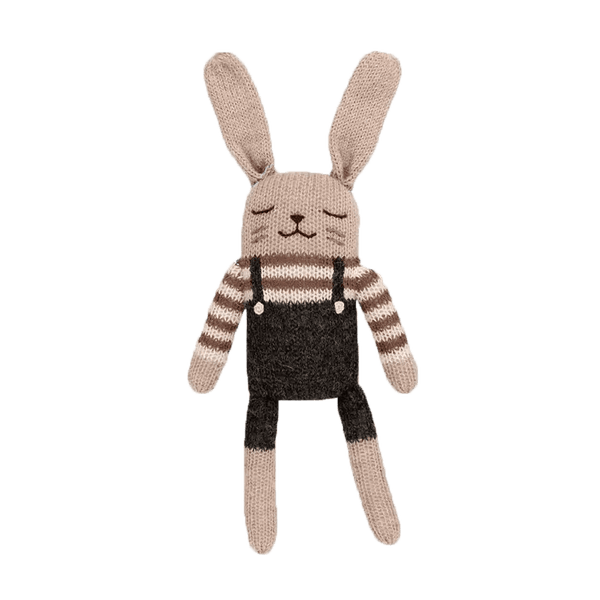 Knitted Toy Bunny Black Overalls