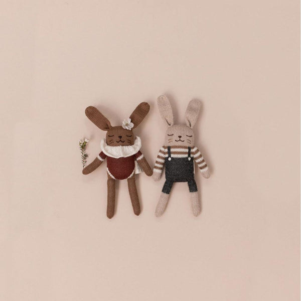 Knitted Toy Bunny Black Overalls