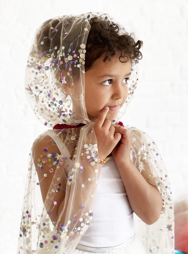 Multicolored fairy cape with sequins