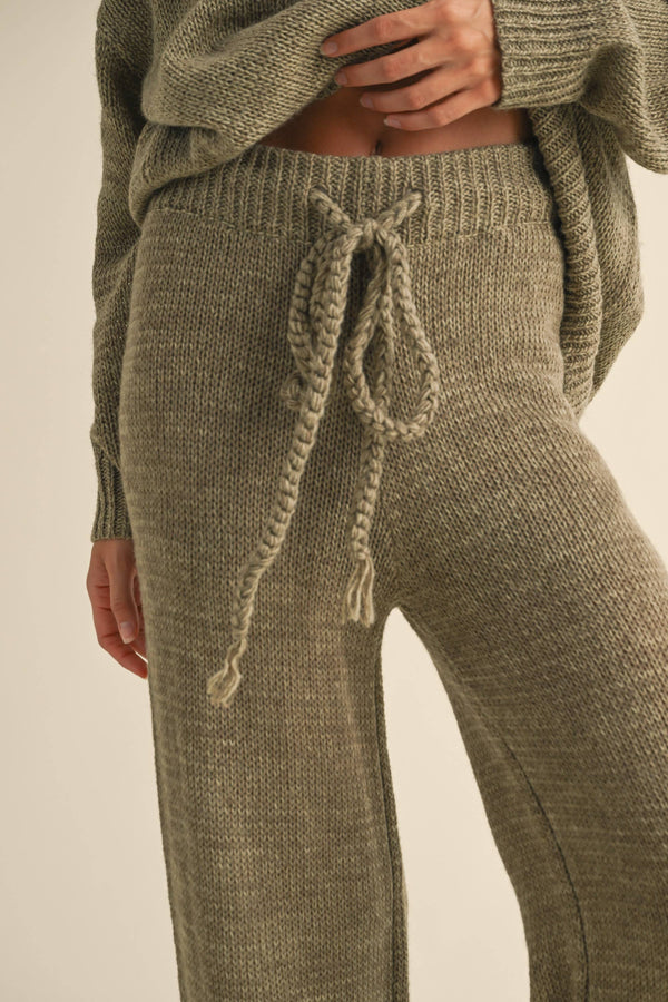 Strickhose mit Kordelzug Olive