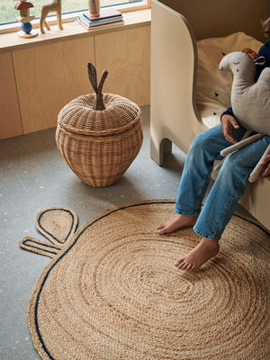 Apple Aufbewahrungskorb von ferm LIVING, Ø 39 × 52 cm, aus Rattan