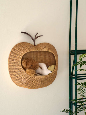 Geflochtener Apple Wandkorb von ferm LIVING, 49,6 x 52 cm, für Bücher und Spielzeug
