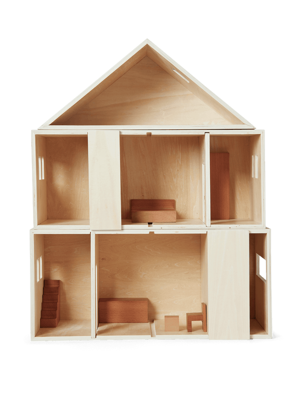 ferm LIVING Toro stapelbares Puppenhaus aus Holz in Natur