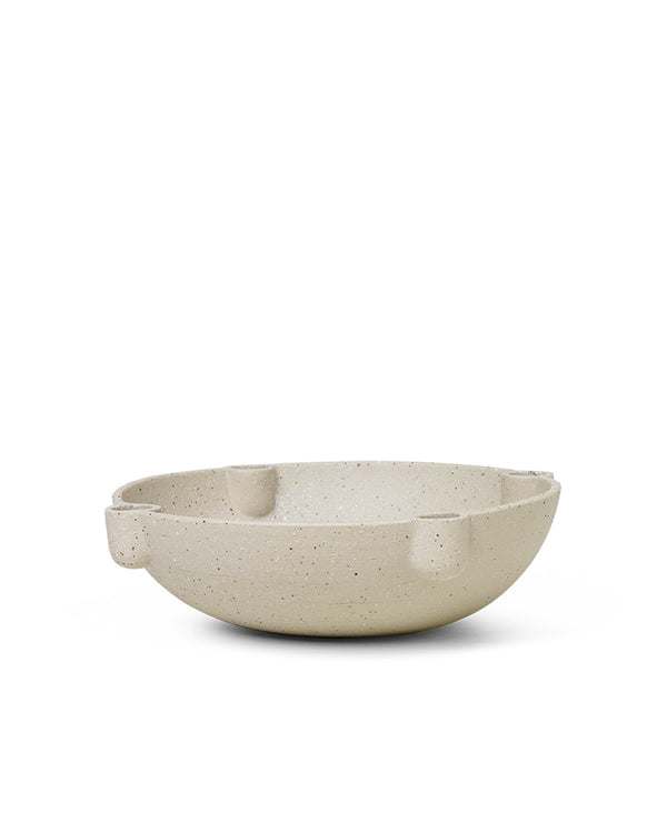 Bowl-shaped candle holder "L" Light Grey