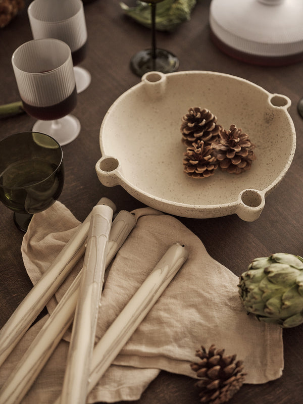 Bowl-shaped candle holder "L" Light Grey