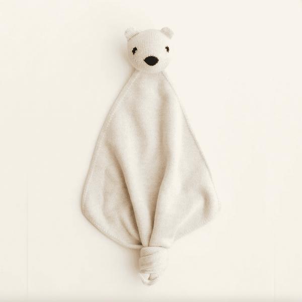 Hvid Schmusetuch Teddy Tokki Cream aus Merinowolle fürs Baby