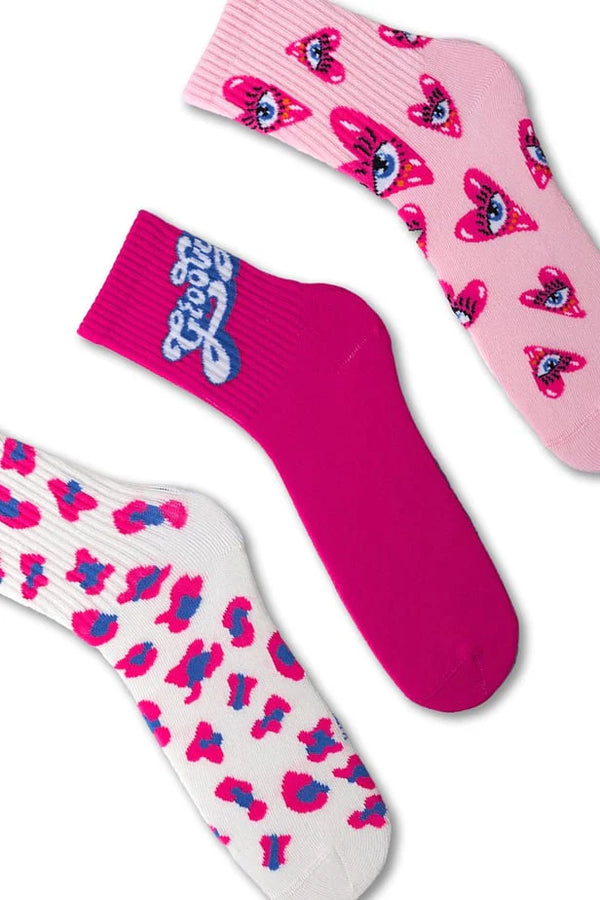 3-Pack Girls' Socks Boxed Heart Detailed