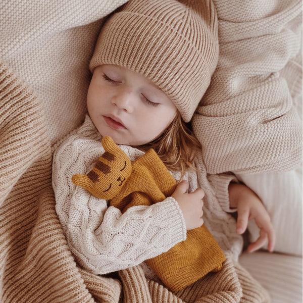 Knitted Tiger Cuddle Blanket