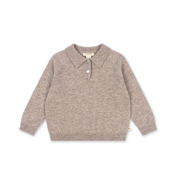 Konges Sløjd Basi Poloshirt Oatmeal Melange aus 100% Wolle