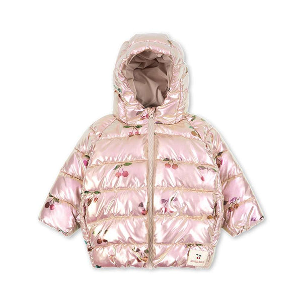 Konges Sløjd Kath Pufferjacke Ma Grande Cerise mit Kirschmuster und Kapuze