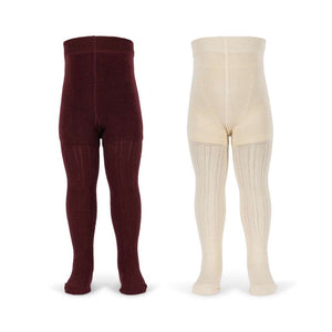 Konges Sløjd Pointelle-Strumpfhosen im 2er-Pack Bordeaux und Off White