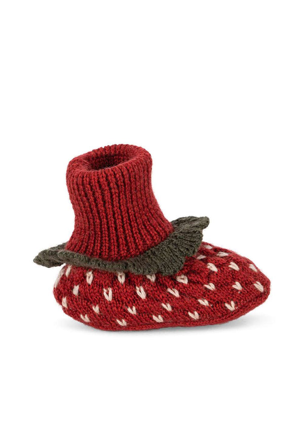 Konges Sløjd Strawberry Babyschuhe in True Red – Rippstrick am Schaft