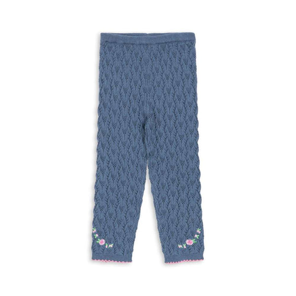Konges Sløjd Strickhose Rosier Ashley Blue – Strickhose mit Rosenmuster