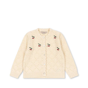 Konges Sløjd Strickjacke Cocolo Buttercream aus Wolle mit Kirsch-Stickerei