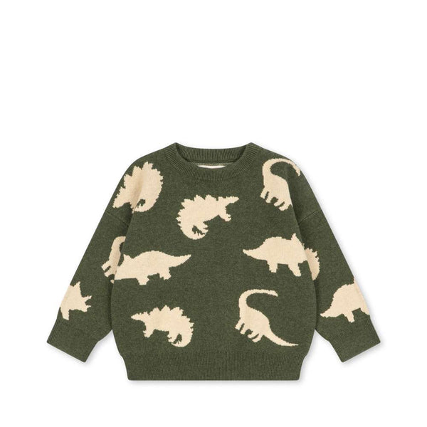 Konges Sløjd Strickpullover Lapis Dino Vert aus Baumwoll-Wollmischung