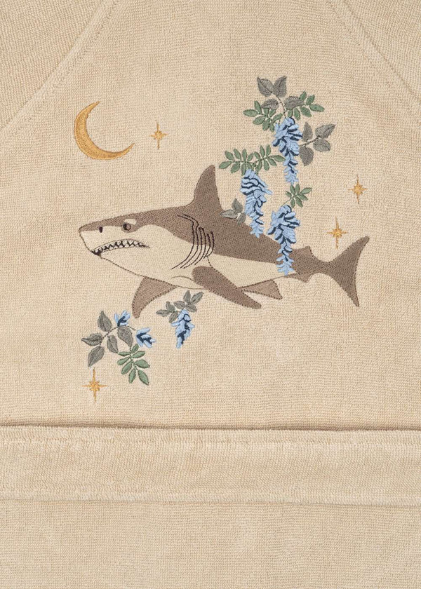 Frottee-Bademantel Summer Sand von Konges Sløjd mit Stickerei und Aufhängeöse