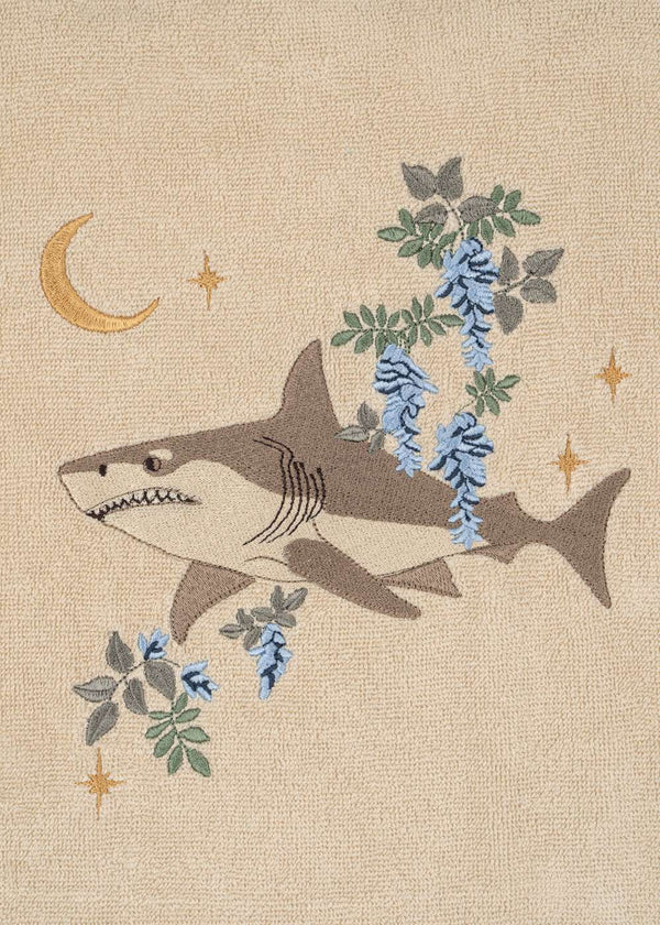 Terry Badeponcho von Konges Sløjd in Summer Sand mit Stickerei und Öse