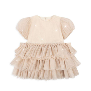 Konges Sløjd Tüllkleid Fay Bleached Sand mit Punktmuster