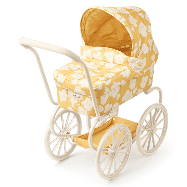 Liewood Adaline Puppenwagen Flower Lemon Yellow mit Sonnenverdeck