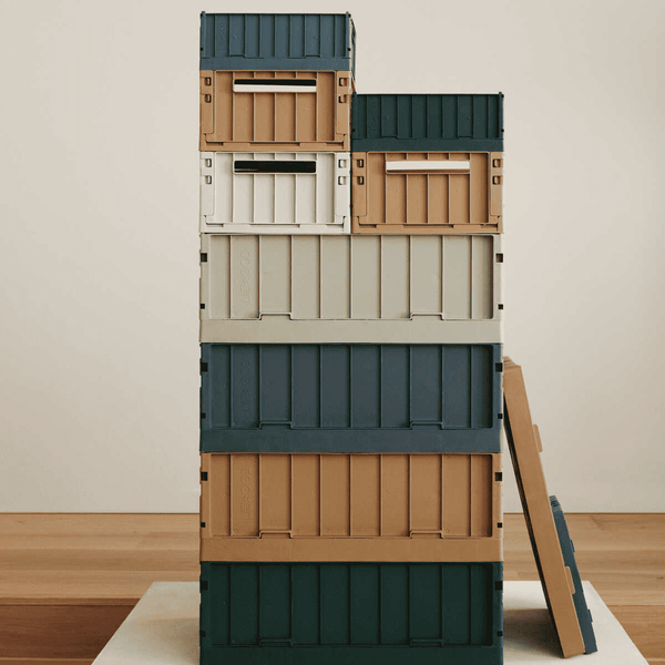 Zwei Liewood Weston Boxen in Whale Blue mit Deckel, übereinander stapelbar