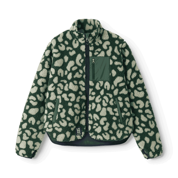 Liewood Nelson Teddyjacke Erwachsene Mega Leo Garden Green – flauschige Teddyfleece-Jacke