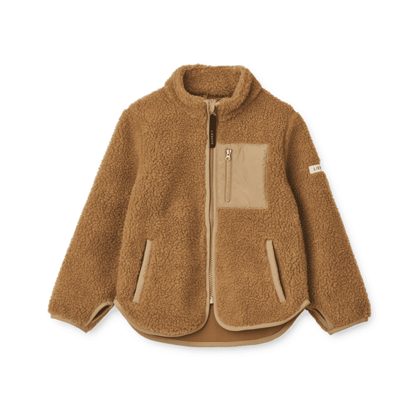 Liewood Nolan Pile Jacke Golden Caramel Oat mix aus recyceltem Polyester
