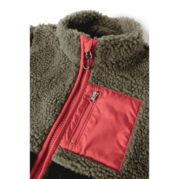 Liewood Nolan Teddyjacke Army Brown – Detailansicht Teddyfleece