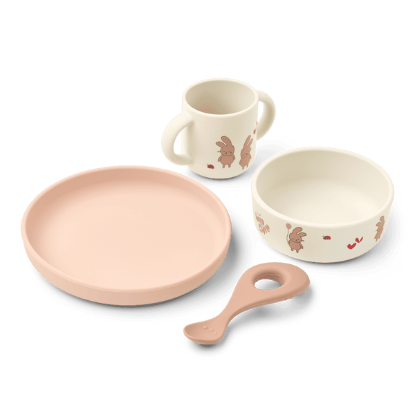 Liewood Vivi Geschirr-Set Wild Child Rosey aus Silikon, 4-teilig