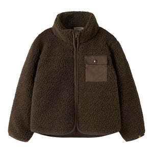 Lil'Atelier Teddyjacke Nalo Dark Earth aus Teddy-Fleece, Frontansicht