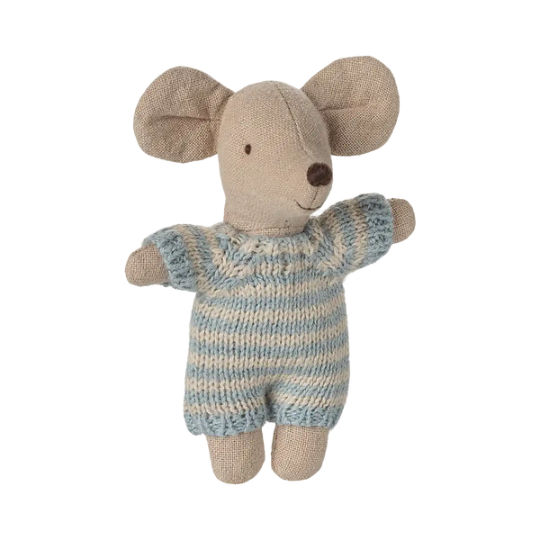 Maileg Babymaus Blau mit Tragetasche zum Mitnehmen