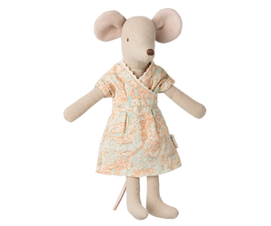 Maileg Mama Maus im hellen Blumenkleid, 15 cm