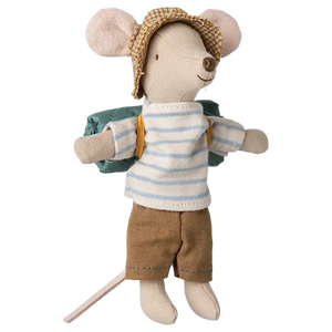 Maileg Wandermaus Grosser Bruder im gestreiften Wanderoutfit, 13 cm