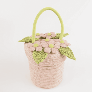 Meri Meri Blumentopf Korb in Rosa aus gewebtem Papier
