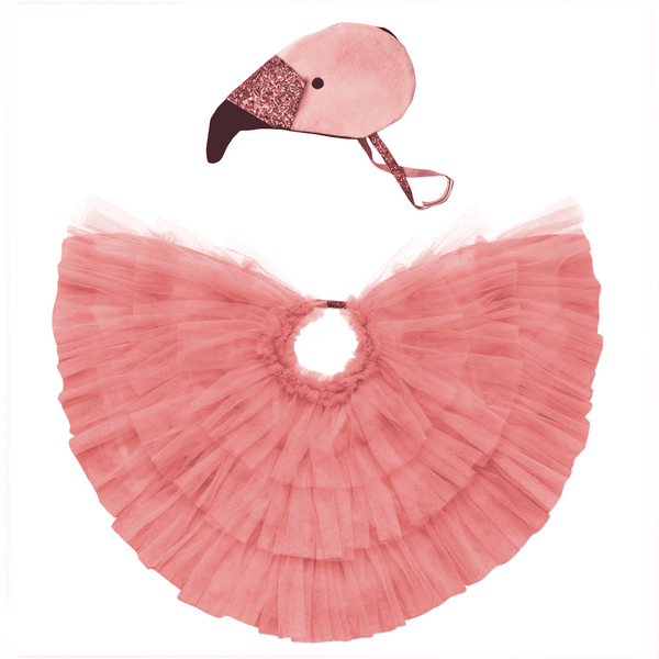 Meri Meri Flamingo Kostüm mit drei Lagen rosa Tüll als Flügel