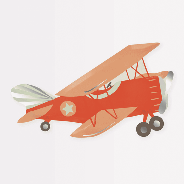 Meri Meri Flugzeug Partyteller im Vintage-Look, 8er-Set