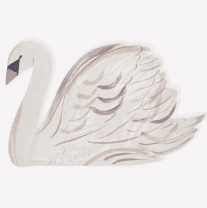 Meri Meri Partyteller Schwan im 8er-Set mit Goldfolierung