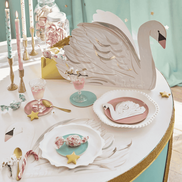 Meri Meri Serviette Schwan, 3-lagiges Papier mit Goldakzenten
