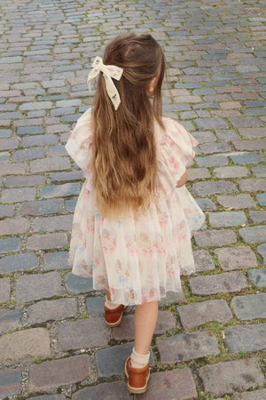 Velvet Bow Haarspange Pearly Ivory von der Seite