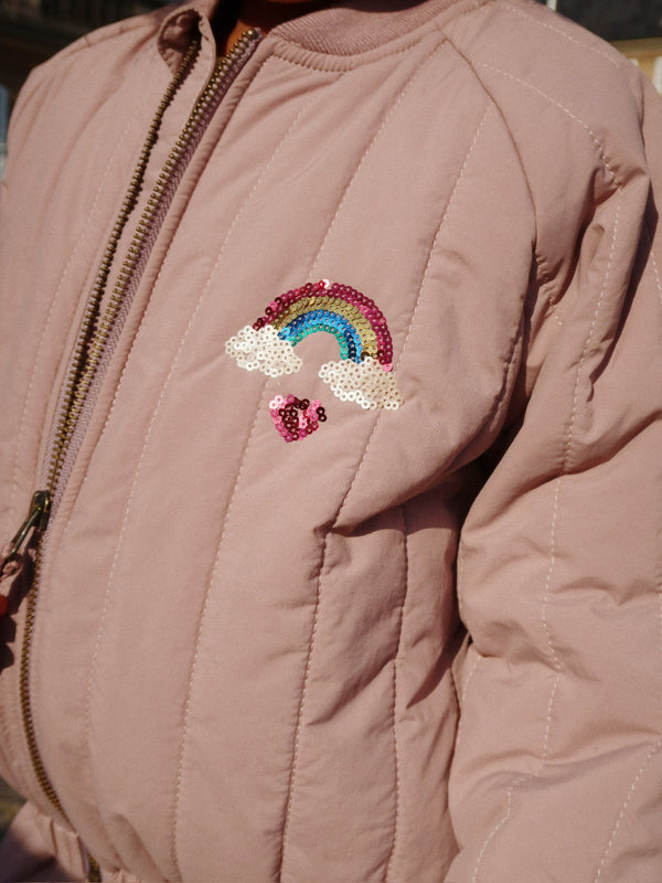 Juno Sequin Bomber Jacket Twilight Mauve