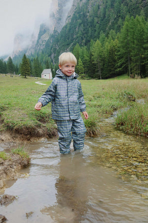 Regenhose des Konges Sløjd Palme Sets Laurel Blue Check