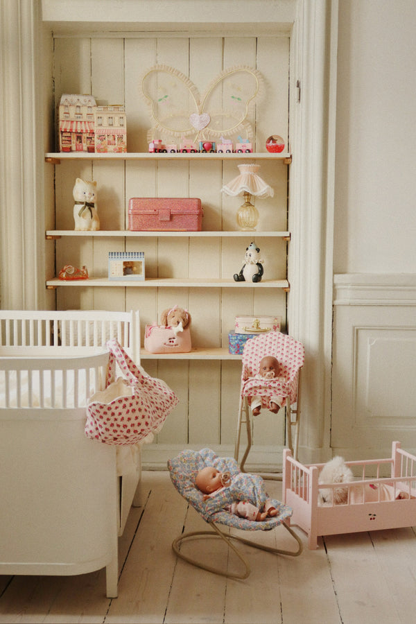 Wooden doll bed pink FSC